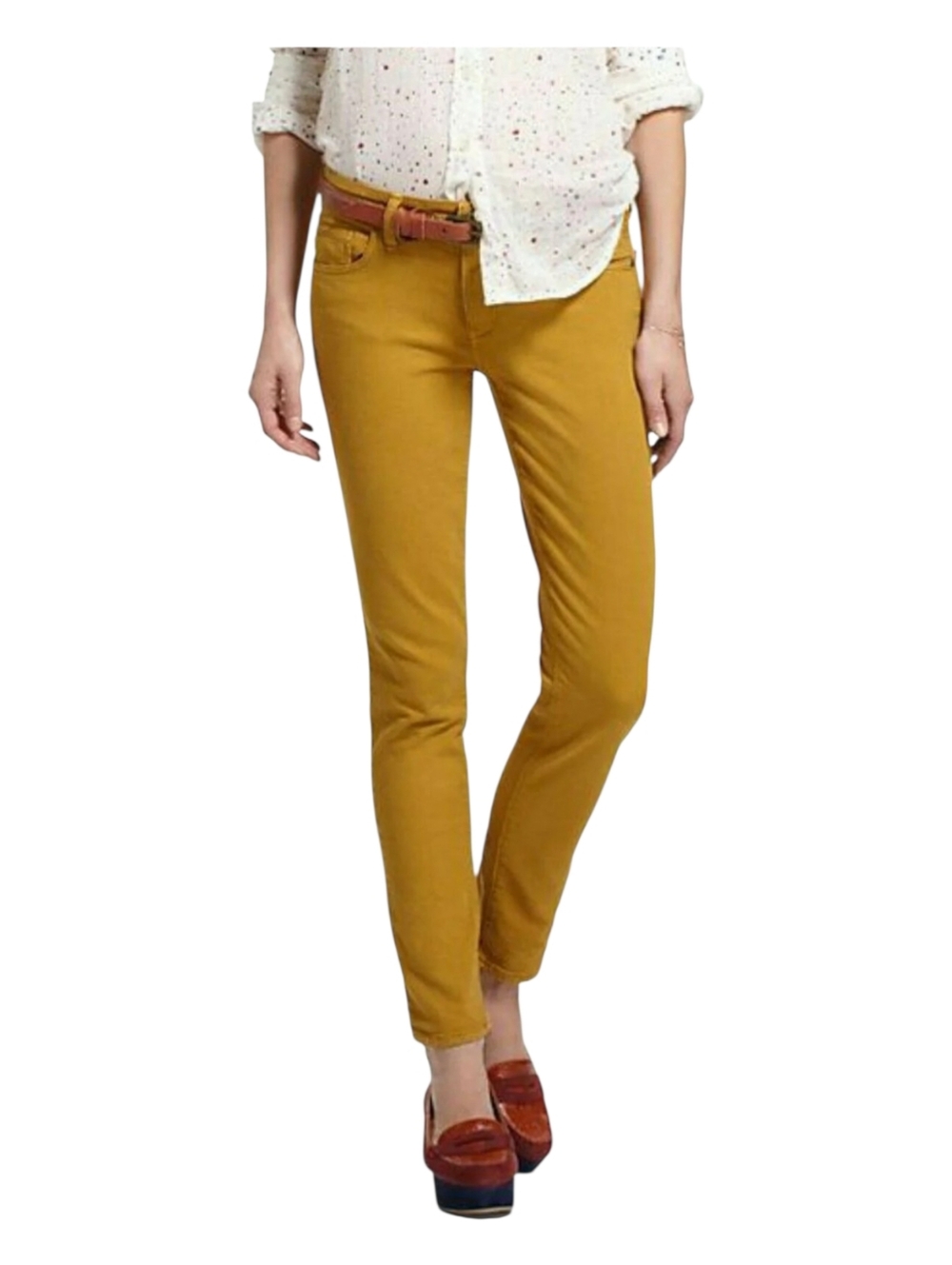 Anthropologie Mustard Pilcro Stet Slim Pants Pilcro & the Letterpress-Size 26
